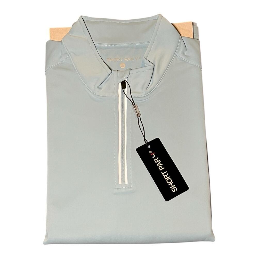 NWT Short Par 4 Golf Performance Pullover 1/4 Zip Powder Blue Mens XL Athleisure